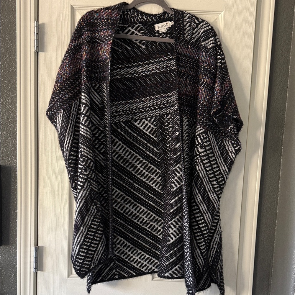 Molly Bracken Anthropologie Sweater Shawl with Tinsel